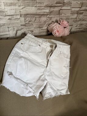 Women’s White Distressed Jean Shorts - Casual Summer Staple